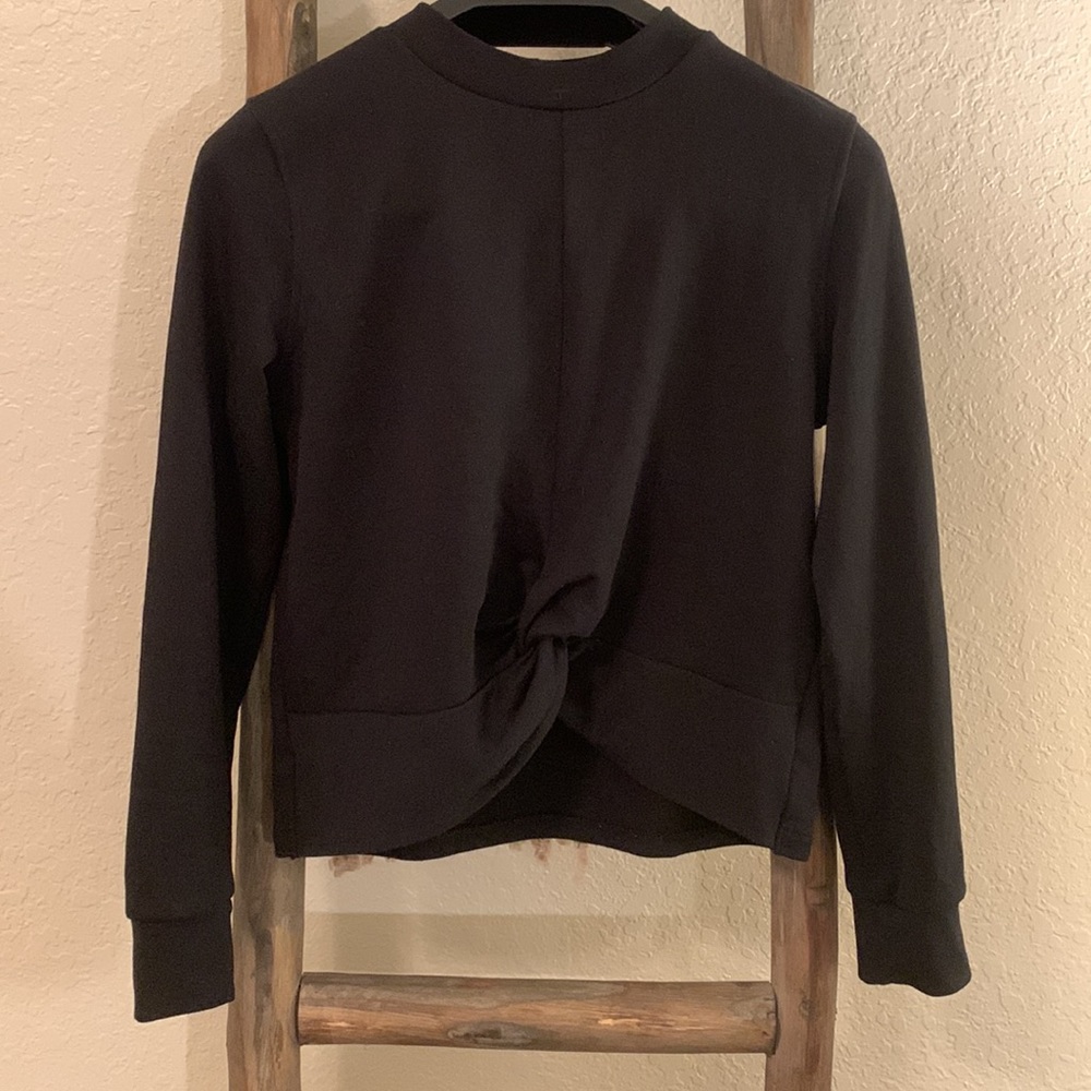 Twisted Front Crop Sweater Top Long Sleeve